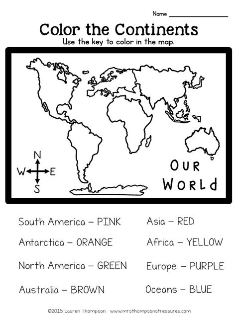Continents And Oceans Coloring Page