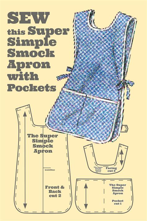Pattern Easy Sew Vintage Women Super Simple Smock Apron With Pockets