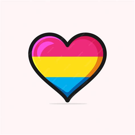 premium vector pansexual pride flag in a heart shape vector illustration
