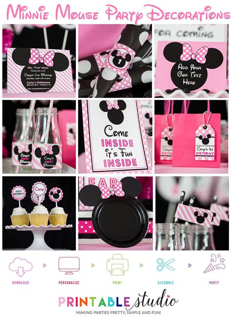 minnie mouse birthday decorations pink minnie mouse party etsy israel