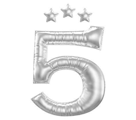 5 5 Aniversario Número Plata Globo 36309339 Png