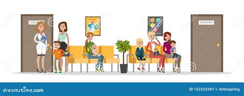 Waiting Room In Children Hospital Stock Vector Illustration Of