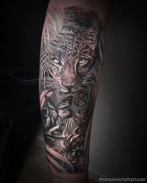 leopard tattoo and butterfly jungle tatouage visage tigre tatouage réaliste tatouage cou