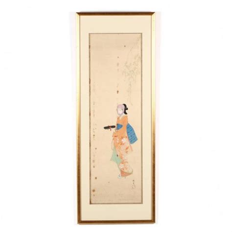 An Antique Japanese Painting On Silk Of A Young Woman Lot 71 August