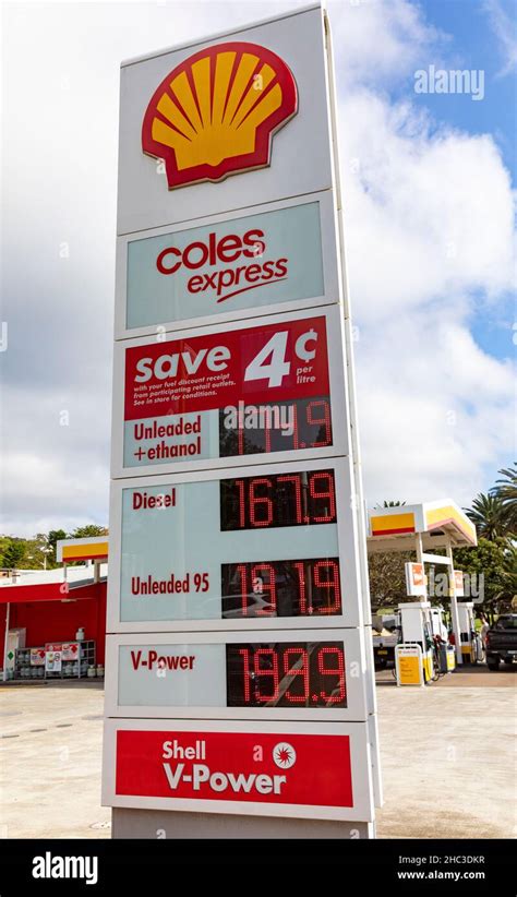 Shell Fuel Gas Station In Sydney Showing Pump Prices Of Petrol Diesel