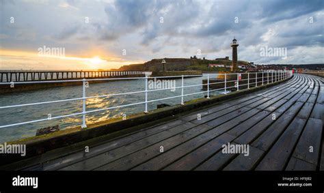 Whitby Pier And Harbour At Sunrise North Yorkshire Uk Stock Photo Alamy