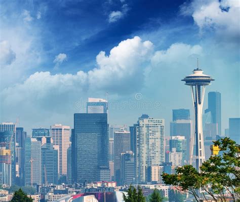 Aerial View Of Seattle Skyline Washington Usa Stock Image Image Of