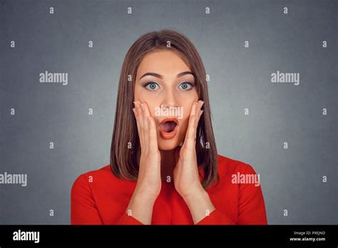 Shocked Surprised Stunned Woman Stock Photo Alamy