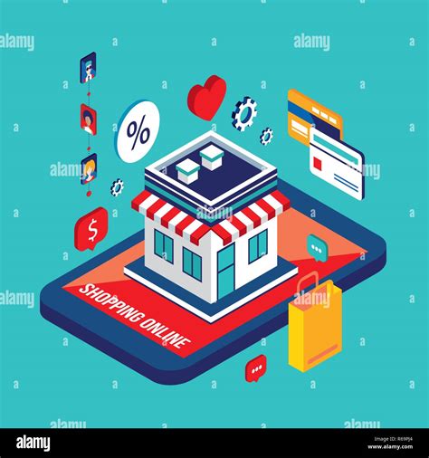 Flat 3d Isometric Design Concept Shopping E Commerce Vector