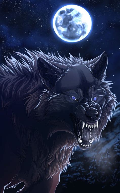 Black In Night Art By Wolfroad Anime Wolf Fantasy Creatures