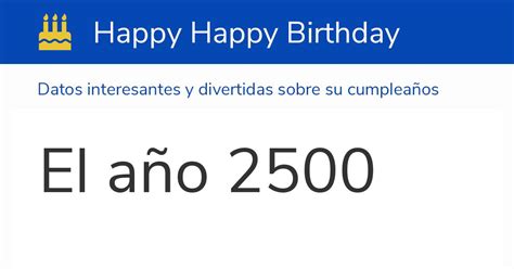 El Año 2500 Calendario Historia Y Cumpleaños