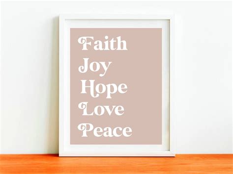 Faith Joy Hope Love Peace Printable Wall Art Christmas Etsy