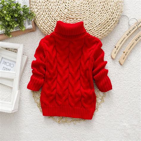Pure Color Knitted Turtleneck Kids Sweater