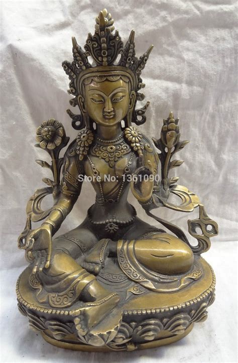 Xd 00883 12 Tibet Bronze Buddhist Joss Green Tara Bodhisattva Goddess