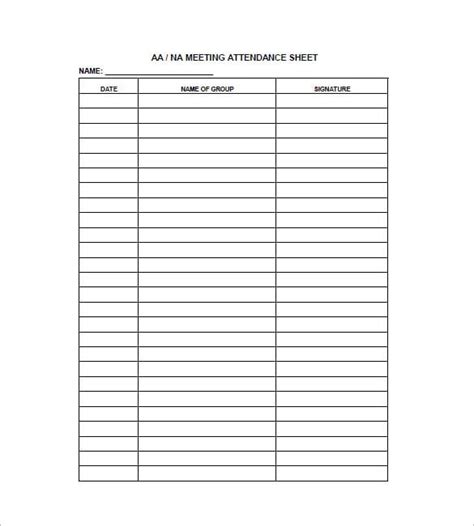 Attendance List Template Free Sample Example Format Download