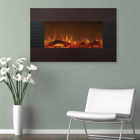Northwest 36 Inch Wall Mounted Electric Fireplace Mahogany