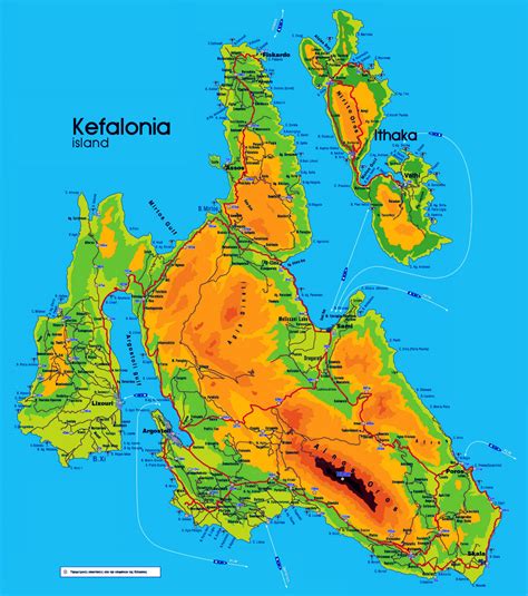 Kefalonia Greek Islands Map