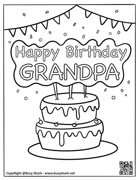 Happy Birthday Grandpa Coloring Page Free Printable Busy Shark