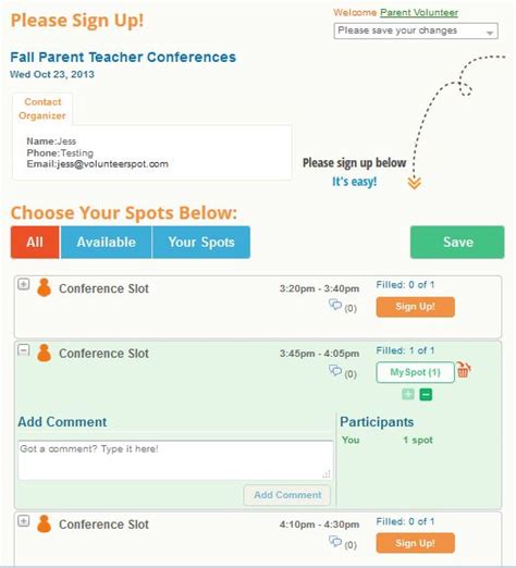 Parent Teacher Conference Sign Up Sheets Online Signup Blog By