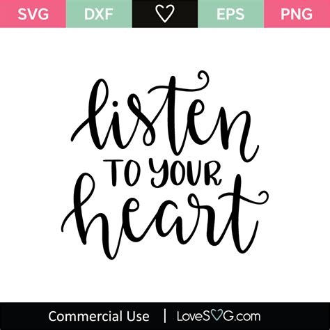 Listen To Your Heart Svg Cut File