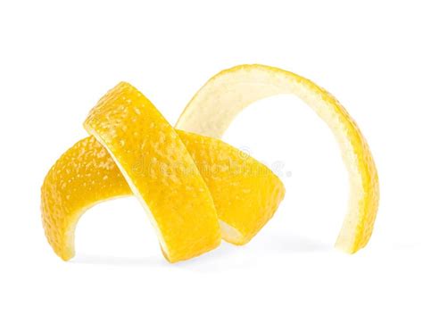 Spiral Sliced Lemon Skin Lemon Twist Or Lemon Peel Isolated On White