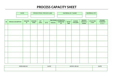 Process Capacity Sheet Format Samples Word Document Download