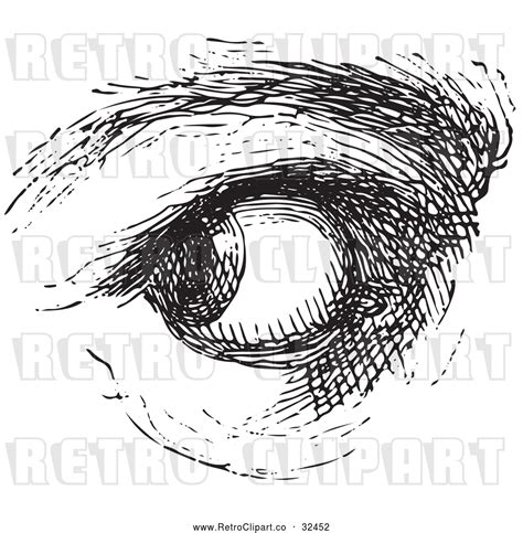 Vector Clip Art Of Retro Watchful Eye In Black And White By Picsburg