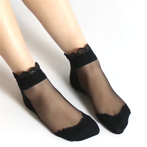 Lace Ruffle Ankle Sock Soft Comfy Sheer Silk Mesh Knit Frill Trim
