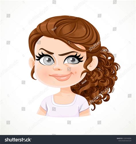 beautiful suspicious cartoon brunette girl dark stock vector royalty free 1229749396