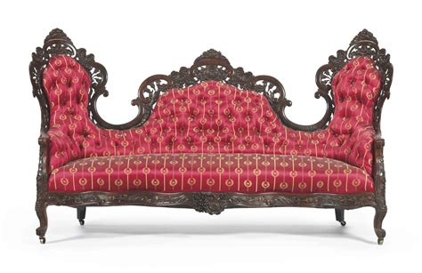 A Rococo Revival Laminated Rosewood Sofa Attributed To John Henry