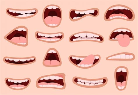 Cartoon Mouth Hand Drawn Funny Comic Mouth With Tongues Laughing