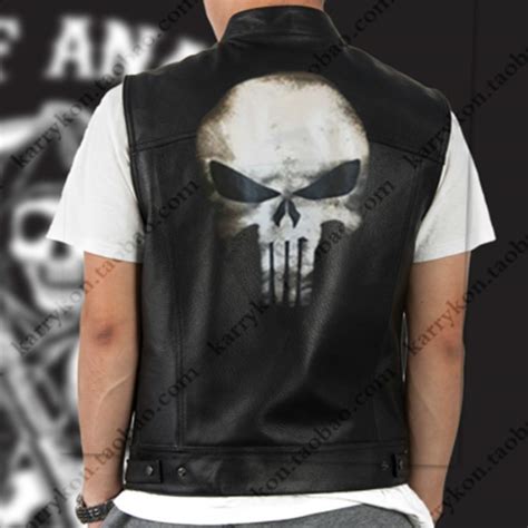 The Punisher Marvel Anti Hero Skull Vests Leather Rock Punk Vest