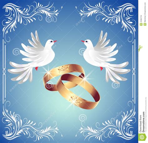 Wedding Rings And Two Doves Wedding Doves Floral Prints Hand