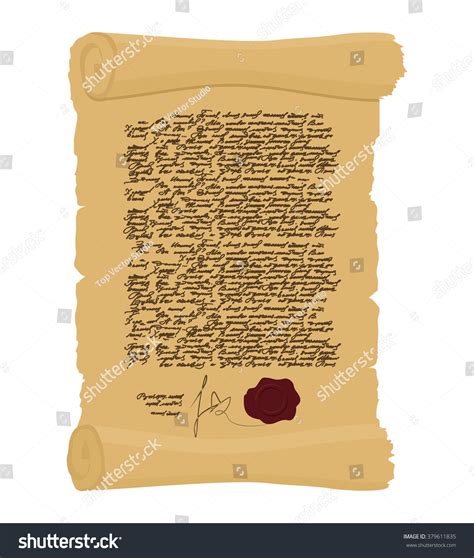 Ancient Royal Decree Print Secret Old Stock Illustration 379611835