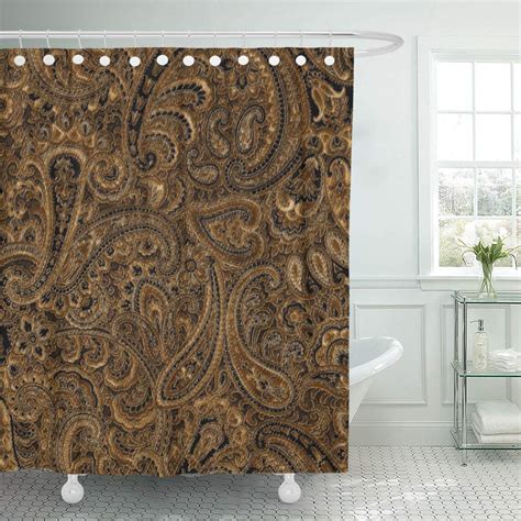 This pattern is adopted the technology of printing that can keep the color bright and the pattern beautiful. CYNLON Damasks Brown Beige Black Floral Paisley Flowers ...
