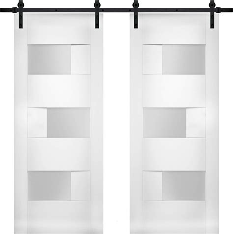Buy Modern Double Barn Door 56 X 80 Inches With Opaque Glass Sete