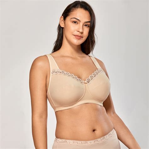Womens Full Coverage Bra Wirefree Non Padded Plus Size Support Cotton