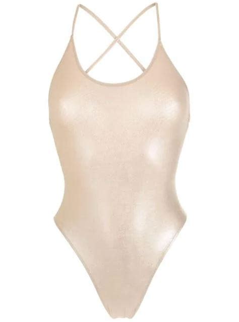 Metallic Basic Swimsuit With Straps Adriana Degreas International