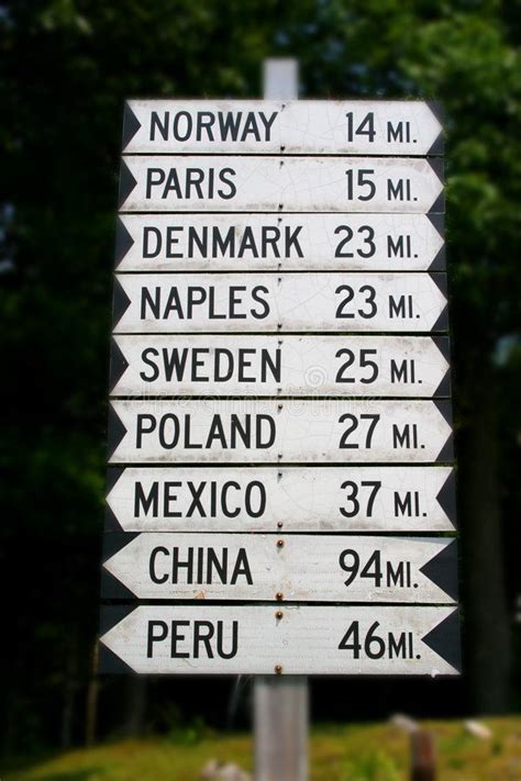 world road sign famous sign  maine  towns named  world