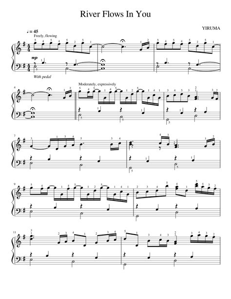 / piano / 8 pages / partition. River Flows In You Versie M P Sheet music for Piano ...