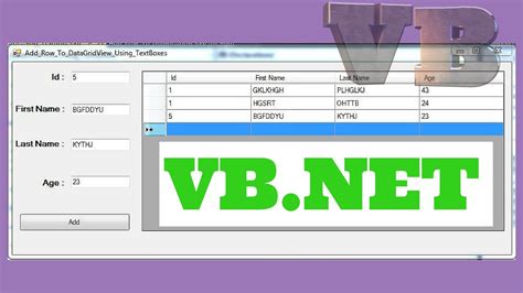 Vb Net How To Add A Row To Datagridview From Textbox In Vb Net With