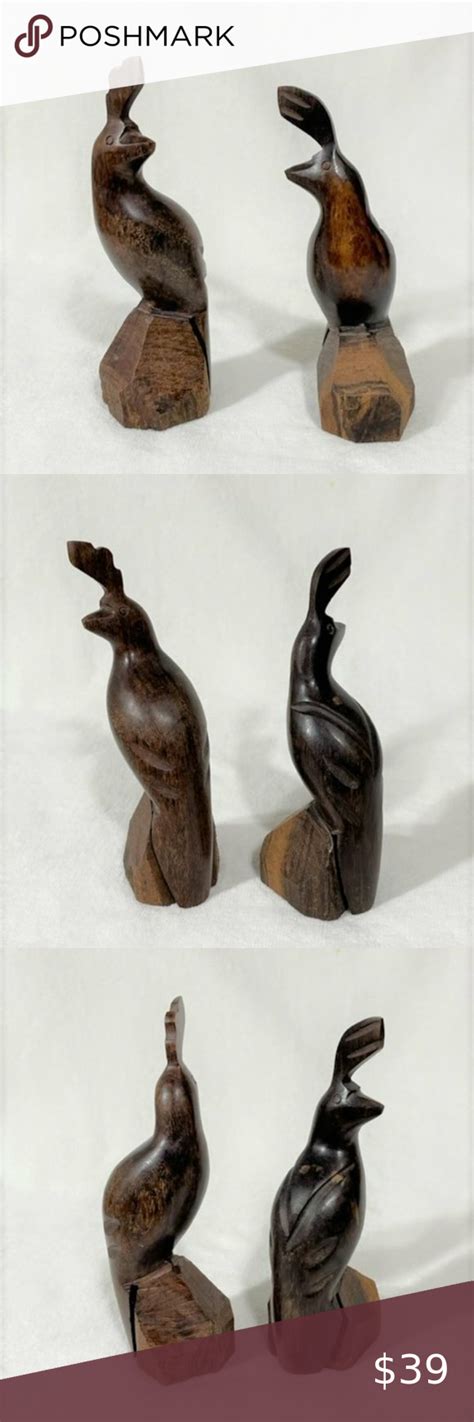 Vintage Hand Carved Ironwood Quail Mid Century Figurines In 2022
