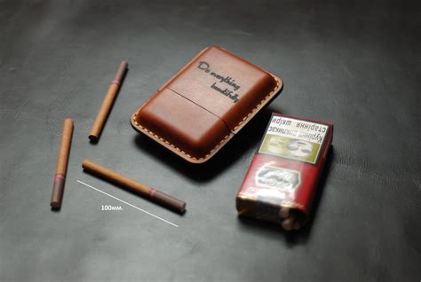 Cognac Brown Genuine Leather Cigarillos Case Handcrafted Etsy