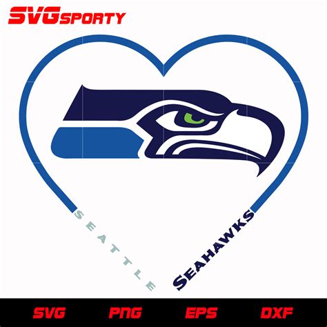 Seattle Seahawks Heart 2 Svg Nfl Svg Eps Dxf Png Digital File
