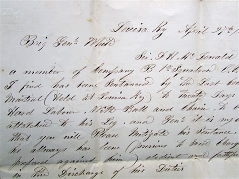 A Rare Us Civil War Letter Court Martial Hard Labor Clemency Letter