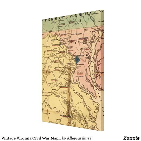 Vintage Virginia Civil War Map 1863 Canvas Print