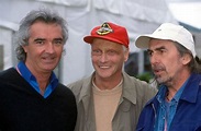 November 1995. George Harrison with Niki Lauda and Flavio Briatore ...