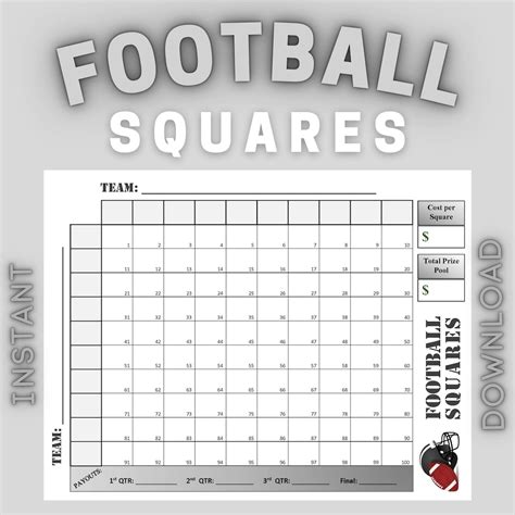 Printable Football Squares With Numbers
