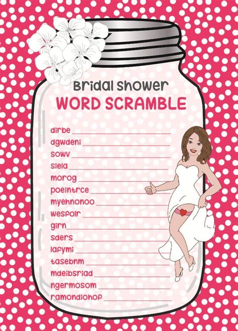 Bridal Shower Game Word Scrambler Bridal Shower Rustic Bridal Shower