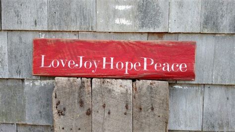 Love Joy Hope Peace Sign On Rough Sawn Wood By Barnworksstudio